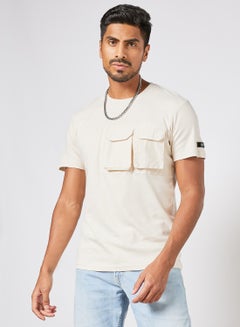 Buy Cargo Pocket T-Shirt Beige in Saudi Arabia