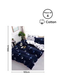 Buy 4-Piece Premium Quality Dream Galaxy Design Super Soft Single Size Bedding Set Cotton Blue/White in UAE