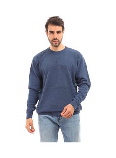 اشتري Casual Plain Basic Long Sleeve Pullover Blue في مصر