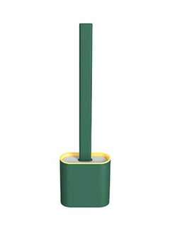 Buy Silicone Toilet Brush With Holder Green/Yellow 365x98x43mm in Egypt