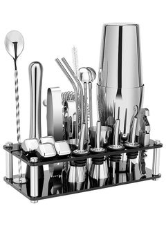 Buy 23-Piece Boston Stainless Steel Cocktail Shaker Bartender Kit Silver/Black 14x10.5x28cm in Saudi Arabia