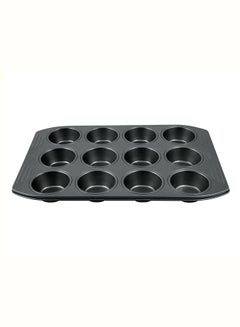 Buy Easy Grip 12 Muffin Tray Metal Dark Grey 39.5cm in Saudi Arabia