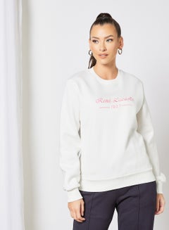 Buy Embroidered Fleece Sweatshirt White in UAE