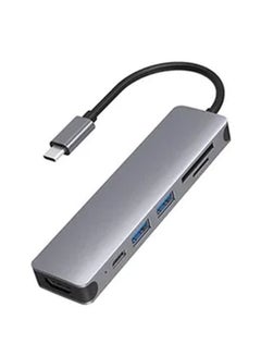 Buy 6-In-1 Multi-Port USB-C Adapter Grey in Saudi Arabia