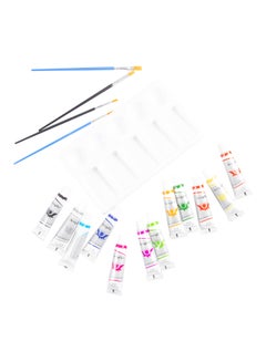 Buy 12 Pieces Water Based Acrylic Paint Set With Brush And Palette assorted in Saudi Arabia