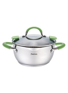 Buy Stainless Steel Casserole with Glass Lid Silver 18x9cm in UAE