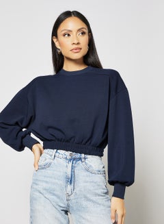 اشتري Elastic Waist Sweatshirt أزرق في السعودية