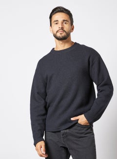 Buy Crew Neck Knit Sweater Black in Saudi Arabia