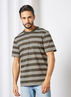 Buy Stripe Print T-Shirt Peat in UAE