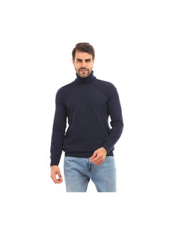 اشتري Casual Plain Basic Long Sleeve Pullover أزرق في مصر