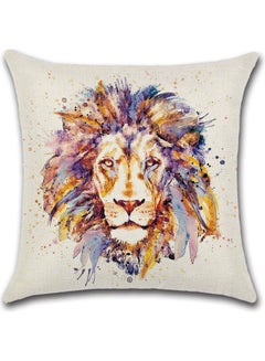 Buy Lion Printed Cushion Cover Cotton Blend Multicolour 45x45cm in UAE