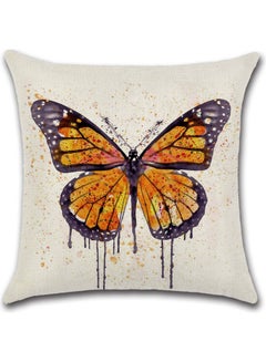 Buy Butterfly Printed Cushion Cover Cotton Blend Multicolour 45x45cm in UAE