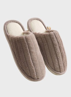 Buy Non-Slip Warm Bedroom Slippers Brown in Saudi Arabia