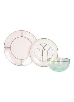 Buy 18-Piece Blush Dinner Set Pink/Clear/Gold 10.5inch in Saudi Arabia