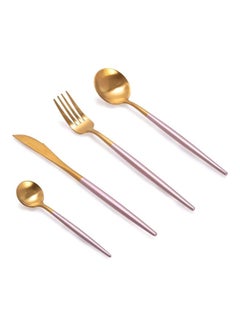 Buy 16-Piece Cutlery Set Matte Gold/Pink 215mm in Saudi Arabia