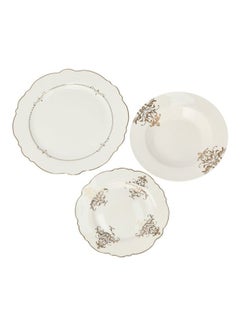 Buy 18-Piece Andalusian Frill Dinner Set White/Gold 10.5inch in Saudi Arabia