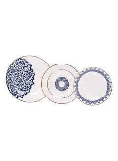 Buy 18-Piece Porcelain Dinner Set Blue/White 10.5inch in Saudi Arabia