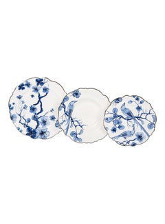 اشتري 18-Piece Flower Dinner Set Blue/White 10.5inch في السعودية