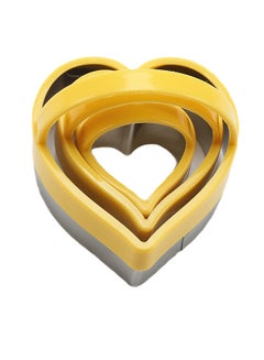 Buy 3 Piece Heart Shape Cookie Cutter Yellow 7.5x8.4x6.1cm in Saudi Arabia