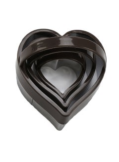 Buy 3 Piece Heart Shape Cookie Cutter Brown 7.5x8.4x6.1cm in Saudi Arabia