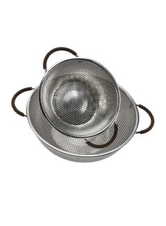 Buy 2-Piece Colander Silver 32x25.5x10cm in UAE