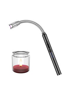 Buy Candle Lighter, USB Rechargeable Electric Plasma Arc Lighter with 360°Flexible Long Neck and LED Battery Display, Flameless Windproof Triple Safety Stainless Steel Shell Lighter 0.14kg in UAE