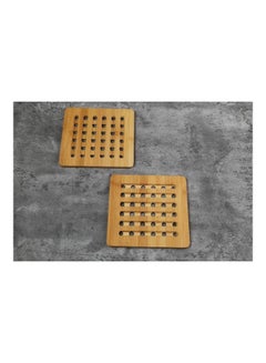 اشتري 2-Piece Bamboo Square Trivets Brown 19x19cm في الامارات