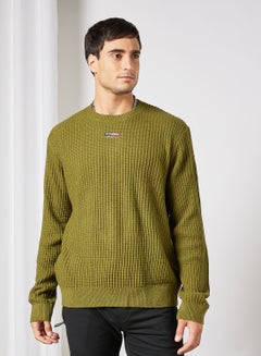 Buy Logo Knit Relaxed Fit Sweater Green in Saudi Arabia