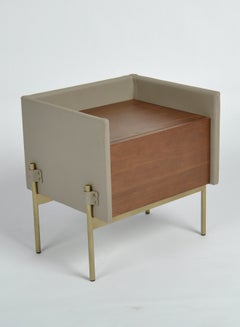 Buy Bedside Table - Wood Walnut Nightstand Comdina - Bedroom Furniture Walnut/Grey 50*40*50cm in UAE
