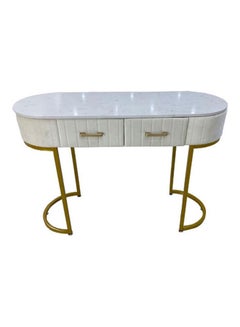 Buy Marble Top Dressing Table White/Gold 110x79x40cm in UAE