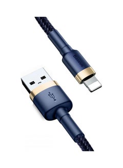 Buy USB to Lightning Charging Cable Cafule Nylon Braided High-Density Quick Charge Compatible for iPhone 13 12 11 Pro Max Mini XS X 8 7 6 5 SE iPad (1 Meter, 2.4 A) Dark Blue/Gold in Saudi Arabia