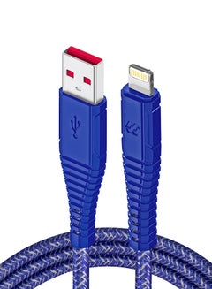 Buy Velox Nylon USB-A To Lightning Fast Charge & Data Sync Braided Cable 1.2m Blue in UAE