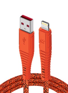 Buy Velox Nylon USB-A To Lightning Fast Charge & Data Sync Braided Cable 1.2m Orange in UAE