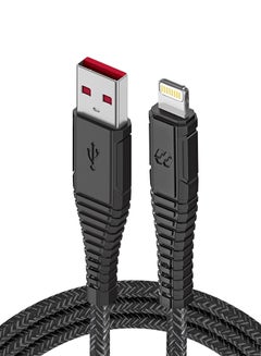 Buy Velox Nylon USB-A To Lightning Fast Charge & Data Sync Braided Cable 3m Black in UAE