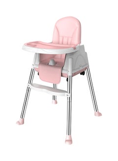 Buy Multifunctional Adjustable Baby High Chair With Dining Tray And Roller Wheels-Pink in UAE