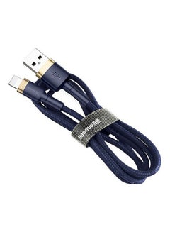 Buy USB to Lightning Charging Cable Cafule Nylon Braided High-Density Quick Charge Compatible for iPhone 13 12 11 Pro Max Mini XS X 8 7 6 5 SE iPad (2 Meter) Dark Blue/Gold in Egypt