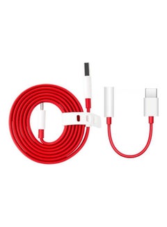 Buy 2-In-1 Type-C Warp Charge And Audio Cable Red/White/Silver in UAE
