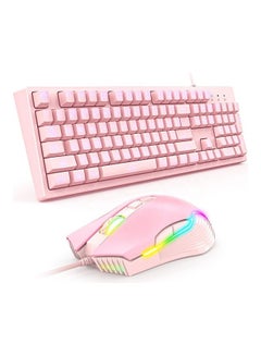 Buy G25 And CW905  Mechanical Wired Gaming Keyboard And Mouse Combo Pink in Saudi Arabia