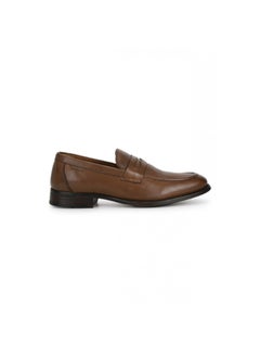 red tape round toe leather loafers