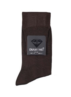 Buy Casual Plain Basic Calf Length Socks Brown in Egypt