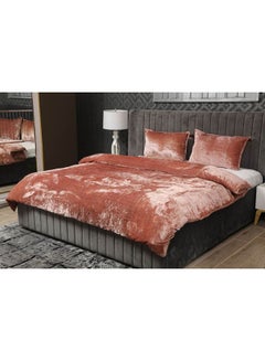 Buy 3-Piece Kacia Soft Comfortable Duvet Cover Set Includes 1xDuvet Cover, 2xPillow Case 75x50cm velvet Brown 260x220cm in UAE