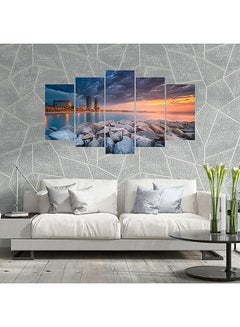 Buy 5 Piece Wooden Frameless Decorative Wall Painting Multicolour 100x60cm in Saudi Arabia