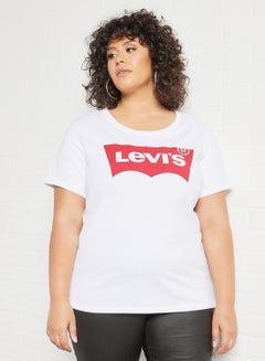 Buy Plus Size Batwing Logo T-Shirt White in Saudi Arabia