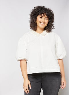 Buy Plus Size Collared Crop Top White in UAE