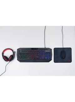 Buy GamingPro 4-In-1 Combo Set With Keyboard, Mouse, Mouse Pad And Headphone -wired Black in UAE