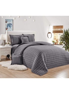 Buy 4-Piece Compressed Comforter Set Single Size Microfiber Grey 210x160cm in UAE