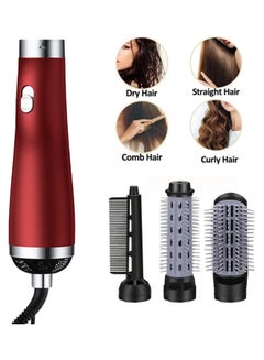 Buy 3 In 1 Hair Dryer Rotating Brush Red 22x4cm in Saudi Arabia