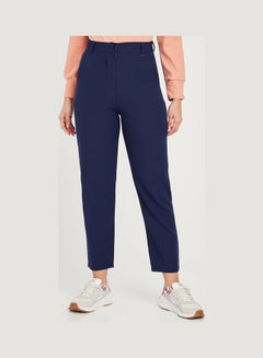 Buy High Waist Skinny Tailored Trousers Navy Blue in Saudi Arabia