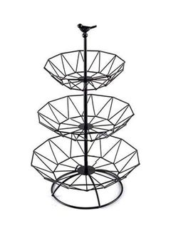 Buy 3-Tier Metal Basket Decorative Modern Fruit Rack Black ‎31.2x31x10cm in UAE