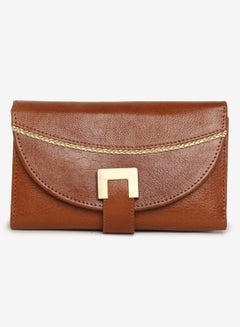 Buy Flap Over Classic Womens Genuine Leather Wallet Brown in UAE